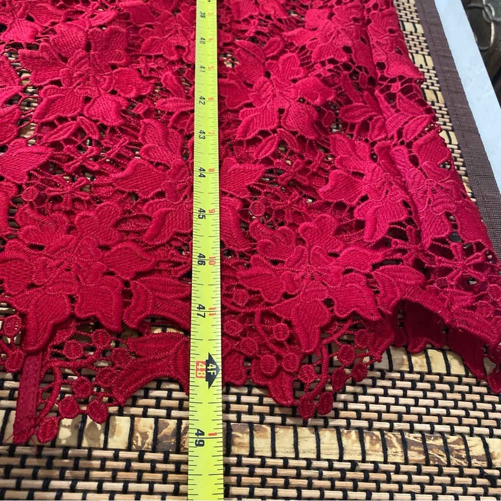 Dress The Population Red Lace Midi Dress XL Bodycon Floral Cocktail Party - Picture 13 of 13